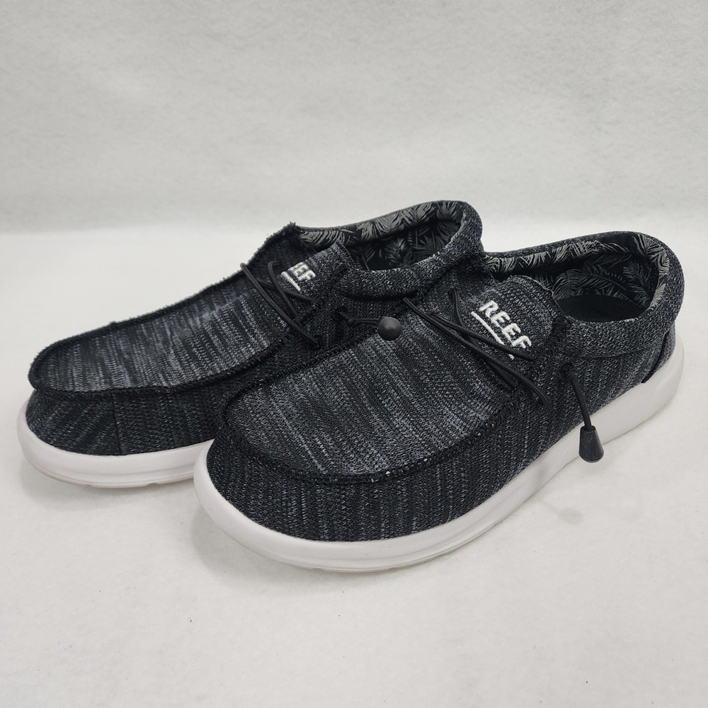 Reef Cushion Coast Mens 9 Casual Shoes Gray Black Mesh Round Toe Slip On Sneaker